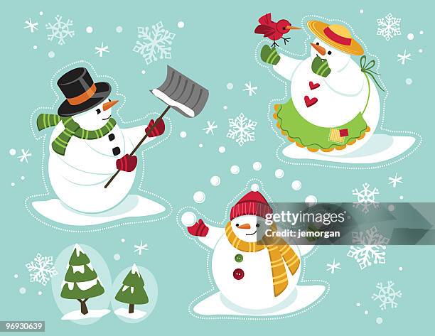 snow family - winterdienst stock illustrations