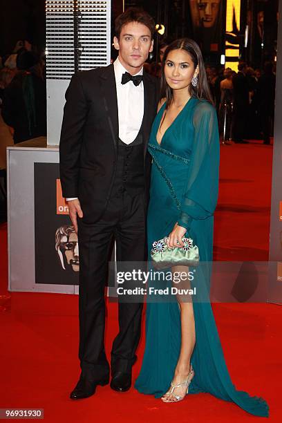 Jonathan Rhys-Meyers and girlfriend Reena Hammer attends The Orange British Academy Film Awards 2010 at The Royal Opera House on February 21, 2010 in...