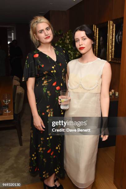 Camille Benett and Billie JD Porter attend the launch of Mytheresa.com's magazine "The Album" at The London EDITION on June 7, 2018 in London,...