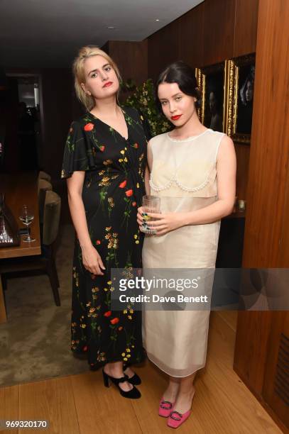 Camille Benett and Billie JD Porter attend the launch of Mytheresa.com's magazine "The Album" at The London EDITION on June 7, 2018 in London,...