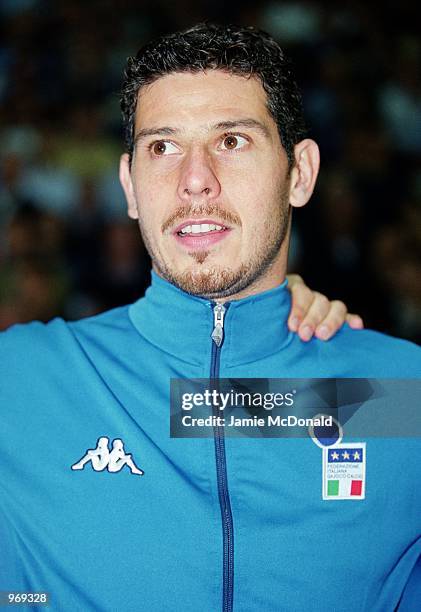 Goalkeeper Francesco Toldo of Italy lines up prior to the FIFA 2002 World Cup Group Eight Qualifying match against Hungary played at the Ennio...