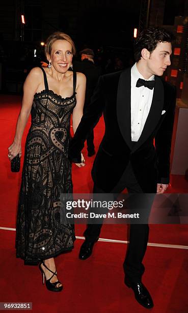 Sam Taylor-Wood and Aaron Johnson arrive at the Orange British Academy Film Awards 2010, at The Royal Opera House on February 21, 2010 in London,...