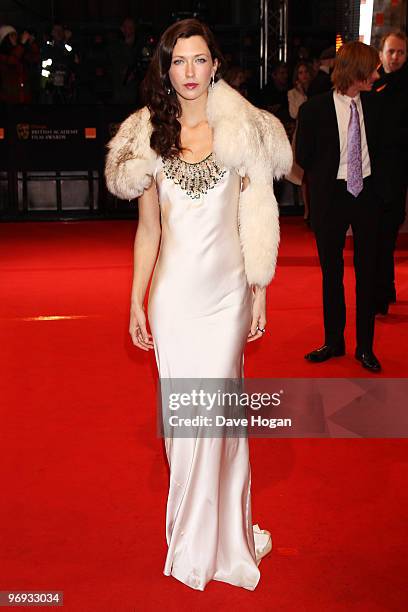 Margo Stiley arrives at the Orange British Academy Film Awards held at The Royal Opera House on February 21, 2010 in London, England.