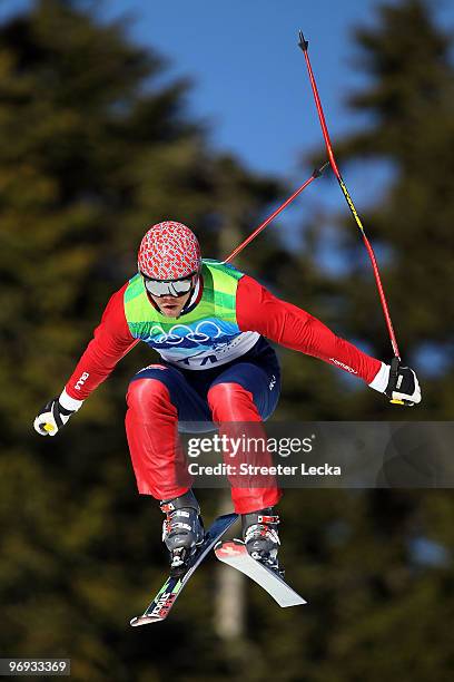 Audun Groenvold of Norway competes in a men's ski cross race on day ten of the Vancouver 2010 Winter Olympics at Cypress Mountain Resort on February...