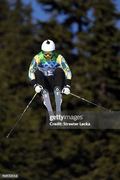 Scott Kneller of Australia competes in a men's ski cross race on day ten of the Vancouver 2010 Winter Olympics at Cypress Mountain Resort on February...