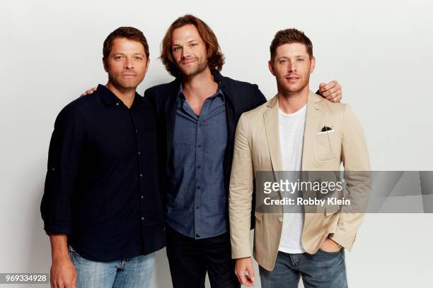 Actors Misha Collins, Jared Padalecki, and Jensen Ackles from CW's 'Supernatural' pose for a portrait during Comic-Con 2017 at Hard Rock Hotel San...