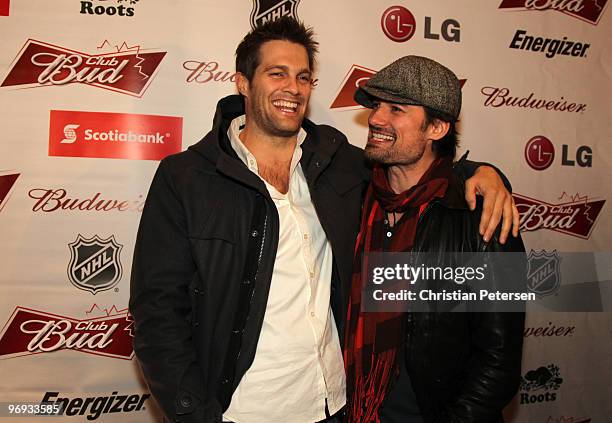 Actors Geoff Stultz and Warren Christie attend the Club Bud NHL Party at the Commodore Ballroom on February 20, 2010 during the Olympic Winter Games...