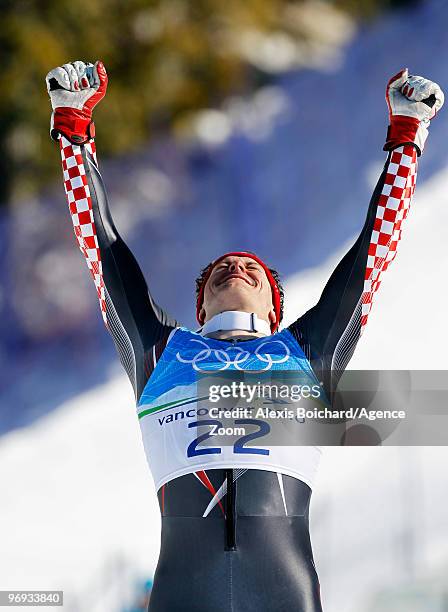 Ivica Kostelic of Croatia takes the Silver Medal during the Alpine Skiing Men's Super Combined on day 10 of the Vancouver 2010 Winter Olympics at...