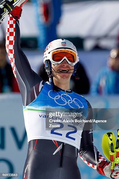 Ivica Kostelic of Croatia takes the Silver Medal during the Alpine Skiing Men's Super Combined on day 10 of the Vancouver 2010 Winter Olympics at...