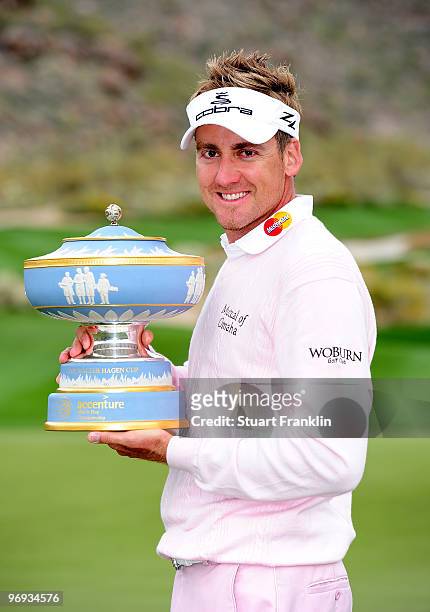 Ian Poulter of England holds the trophy after winning the Accenture Match Play Championship at the Ritz-Carlton Golf Club at on February 21, 2010 in...