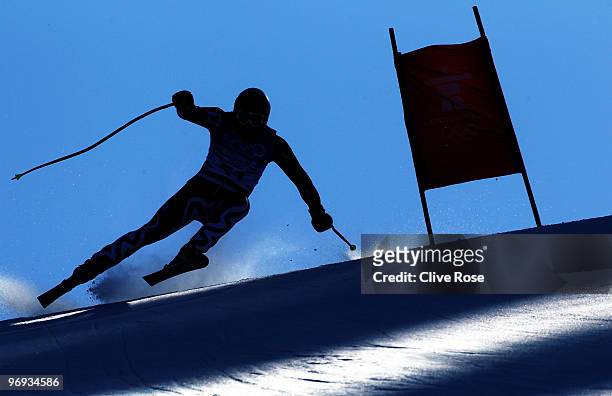 Stefan Georgiev of Bulgaria competes during the Alpine Skiing Men's Super Combined Downhill on day 10 of the Vancouver 2010 Winter Olympics at...