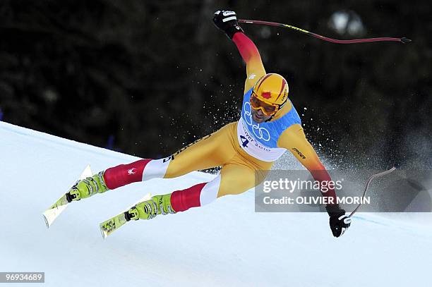 Canada's Ryan Semple is seen during the Men's Vancouver 2010 Winter Olympics Super Combined event at Whistler Creek side Alpine skiing venue on...