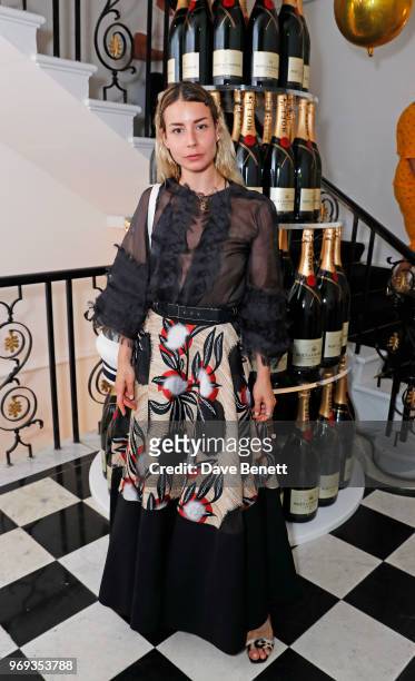 Irina Lakicevic attends the Moet Summer House VIP launch night on June 7, 2018 in London, England.