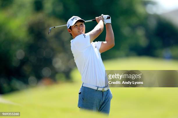 Danny Lee of New Zealand plays his second shot on the tenth hole during the first round of the FedEx St. Jude Classic at TPC Southwind on June 7,...