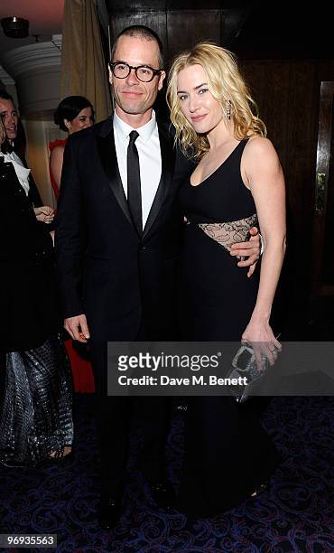 Guy Pearce and Kate Winslet arrives for the dinner following the Orange British Academy Film Awards 2010, at The Grosvenor House Hotel on February...