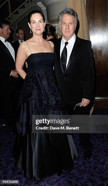 Lisa Gottsegen and Dustin Hoffman arrive for the dinner following the Orange British Academy Film Awards 2010, at The Grosvenor House Hotel on...