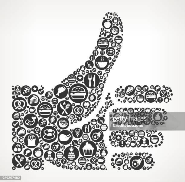 thumbs up  food black and white icon background - black thumbs up white background stock illustrations