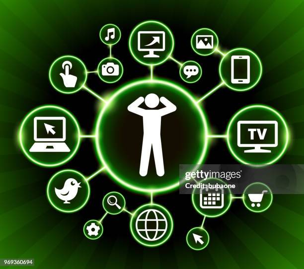 headache internet communication technology dark buttons background - frustrated computer stock illustrations