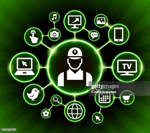 electrician internet communication technology dark buttons background - electrician background stock illustrations