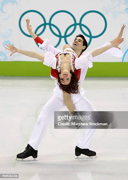 Luca Lanotte and Anna Cappellini of Italy compete in the figure skating ice dance - original dance on day 10 of the Vancouver 2010 Winter Olympics at...