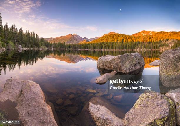 bear lake in rocky mountain national park - colorido stock pictures, royalty-free photos & images