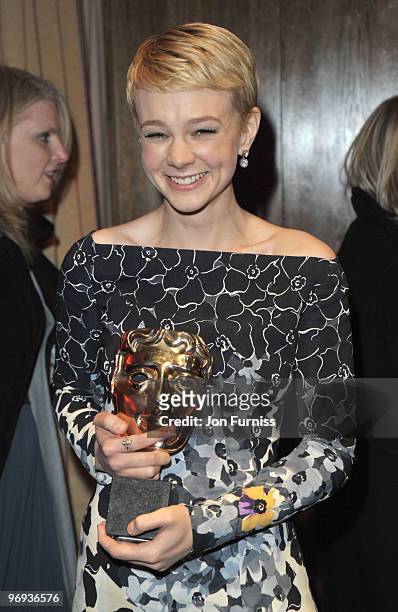 Carey Mulligan arrives at the Grosvenor Hotel for The Orange British Academy Film Awards 2010 After Party at on February 21, 2010 in London, England.