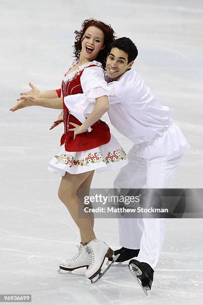 Luca Lanotte and Anna Cappellini of Italy compete in the figure skating ice dance - original dance on day 10 of the Vancouver 2010 Winter Olympics at...