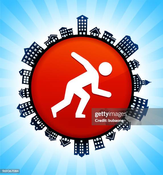 athlete running on rural cityscape skyline background - new construction stock illustrations