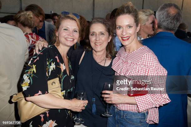 Actors Annette Frier and Lisa Martinek attend the summer party 2018 of the German Producers Alliance on June 7, 2018 in Berlin, Germany.
