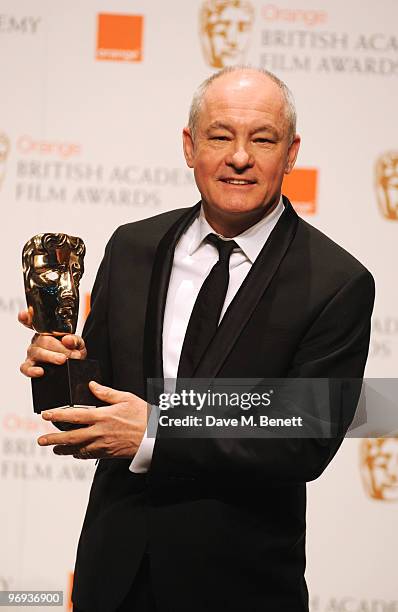 Barry Ackroyd poses with the Cinematography Award for The Hurt Locker during the The Orange British Academy Film Awards 2010, at The Royal Opera...