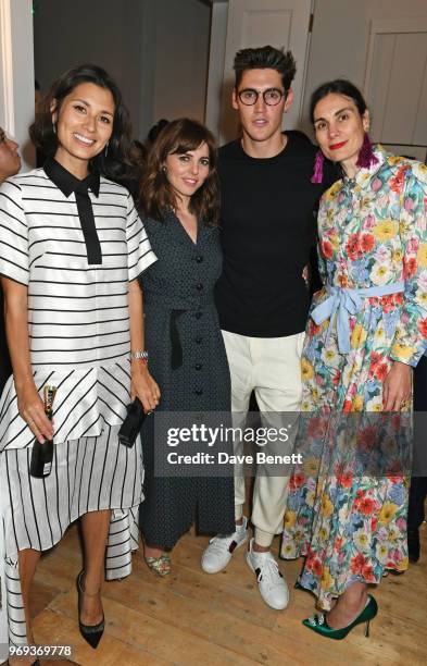 Jasmine Hemsley, Ophelia Lovibond, Isaac Carew and Maria Kastani attend the Moet Summer House VIP launch night on June 7, 2018 in London, England.