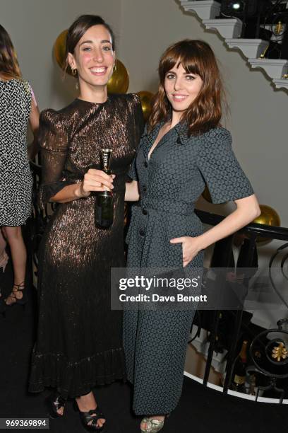 Laura Jackson and Ophelia Lovibond attend the Moet Summer House VIP launch night on June 7, 2018 in London, England.