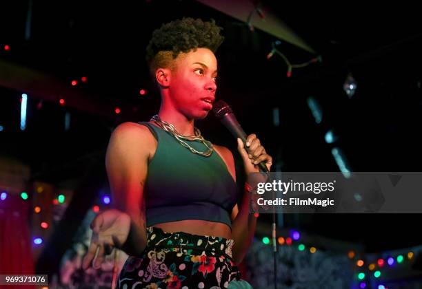 Sasheer Zamata performs onstage at Snake & Jake's Christmas Club Barn during day 1 of the 2018 Bonnaroo Arts And Music Festival on June 7, 2018 in...