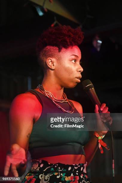 Sasheer Zamata performs onstage at Snake & Jake's Christmas Club Barn during day 1 of the 2018 Bonnaroo Arts And Music Festival on June 7, 2018 in...