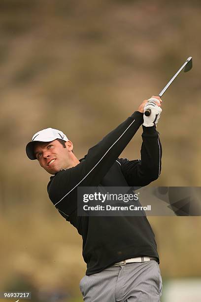 Paul Casey of England plays a shot on the 16th hole during the final round of the Accenture Match Play Championship at the Ritz-Carlton Golf Club at...