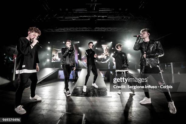Why Don't We performs on stage at Magazzini Generali on June 7, 2018 in Milan, Italy.