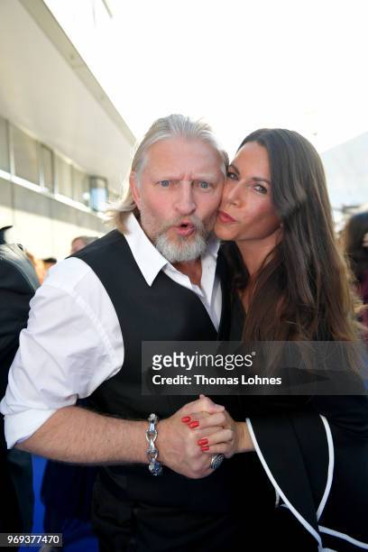 Frank Kessler and his wife Doreen Tuenschel attend the summer party 2018 of the German Producers Alliance on June 7, 2018 in Berlin, Germany.