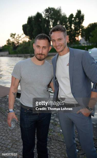 Clemens Schick and Vladimir Burlakov attend the summer party 2018 of the German Producers Alliance on June 7, 2018 in Berlin, Germany.