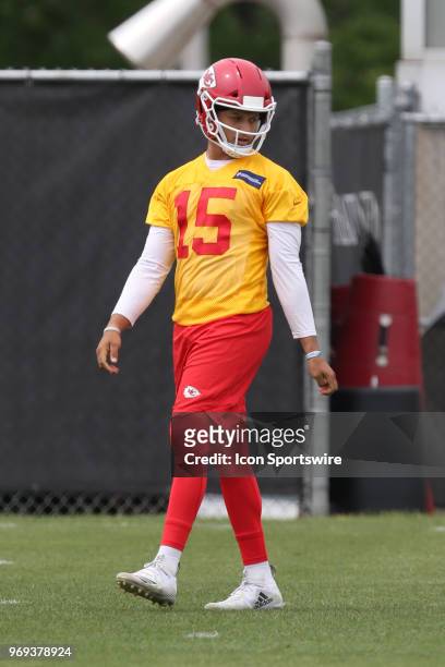 Kansas City Chiefs quarterback Patrick Mahomes during Organized Team Activities on June 7, 2018 at the Kansas City Chiefs Training Facility in Kansas...