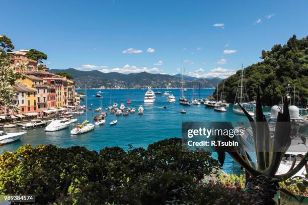 summer vacation in portofino village, liguria, italy - ligurian stock pictures, royalty-free photos & images