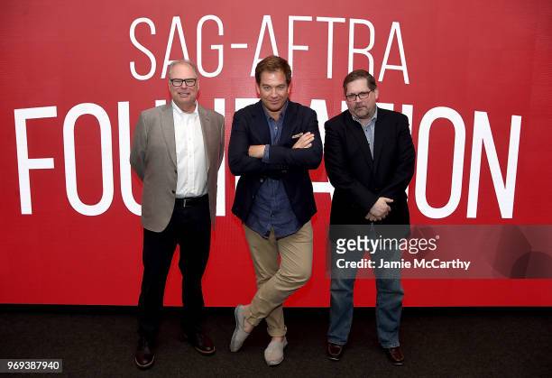 Executive producer Glenn Gordon Caron, Michael Weatherly and Bruce Fretts attend SAG-AFTRA Foundation Conversations: "Bull" at The Robin Williams...