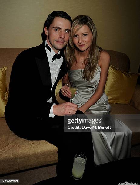 Matthew Goode and Sophie Dymoke attend the BAFTA Soho House Grey Goose after party at the Grosvenor House Hotel on February 21, 2010 in London,...