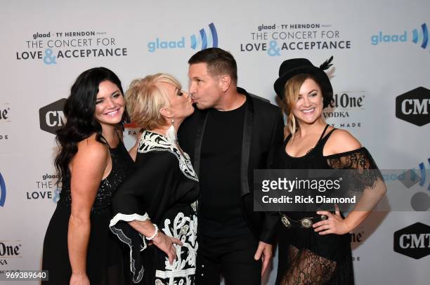 Spencer Bartoletti, Tanya Tucker, Ty Herndon and Presley Tucker attend the GLAAD + TY HERNDON's 2018 Concert for Love & Acceptance at Wildhorse...