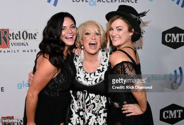 Spencer Bartoletti, Tanya Tucker and Presley Tucker attend the GLAAD + TY HERNDON's 2018 Concert for Love & Acceptance at Wildhorse Saloon on June 7,...