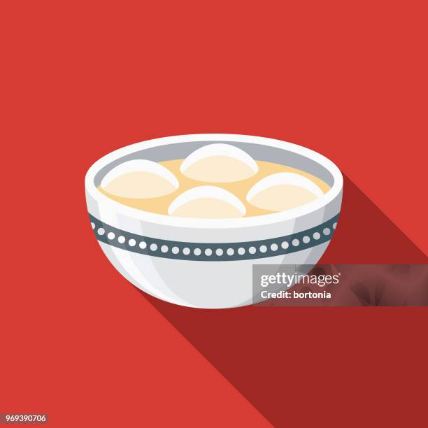 rice balls flat design chinese new year icon - sticky rice pudding stock illustrations