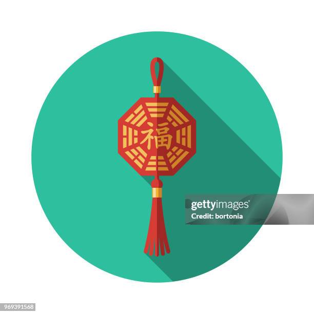 decoration flat design chinese new year icon - feng shui stock illustrations