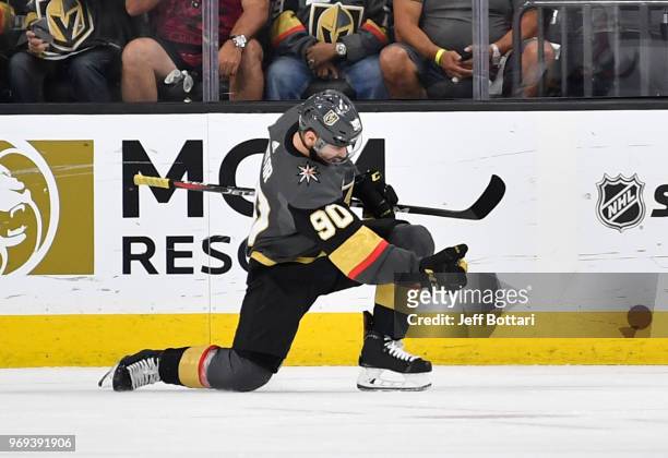 Tomas Tatar of the Vegas Golden Knights celebrates after scoring a goal during the second period against the Washington Capitals in Game Five of the...