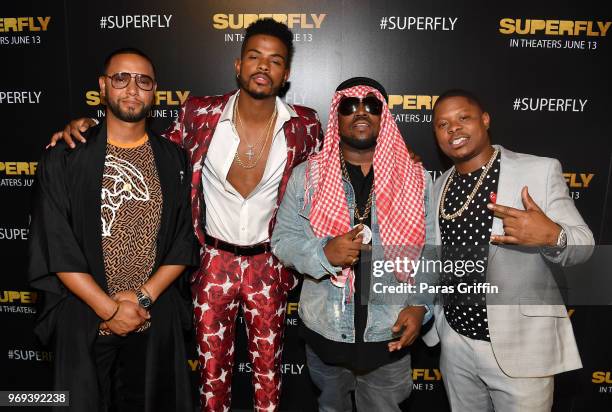 Director X, Trevor Jackson, Big Boi, and Jason Mitchell attend Columbia Pictures "Superfly" Atlanta special screening on June 7, 2018 at SCADShow in...