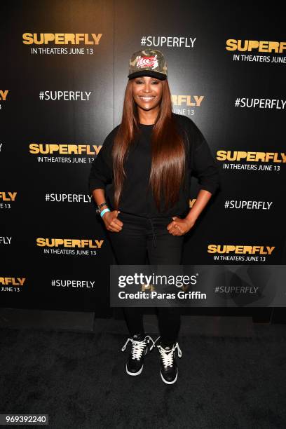 Personality Cynthia Bailey attends Columbia Pictures "Superfly" Atlanta special screening on June 7, 2018 at SCADShow in Atlanta, Georgia.