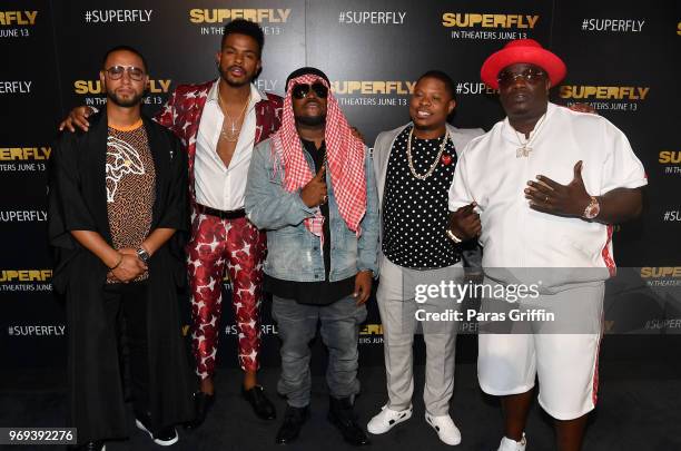 Director X, Trevor Jackson, Big Boi, Jason Mitchell, and Big Bank Black attend Columbia Pictures "Superfly" Atlanta special screening on June 7, 2018...
